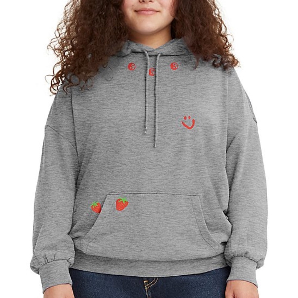Levi’s Women’s Heather Gray Doodles Prism Starstruck Hoodie Medium NEW